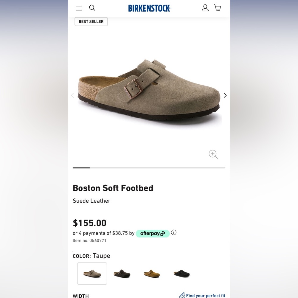 Birkenstock, Boston suede clogs never worn